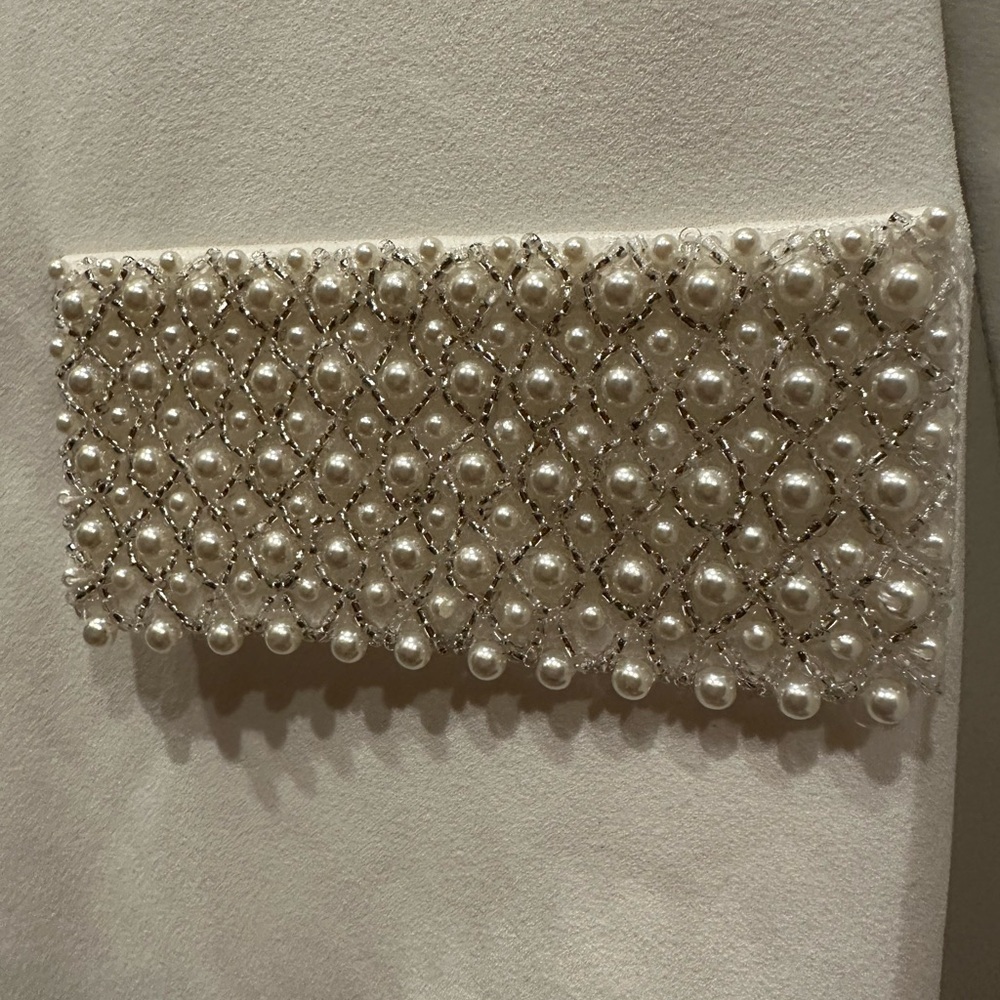 One33 Social white Long Sleeve Dress with Pearl Details size 8 - Picture 7 of 10